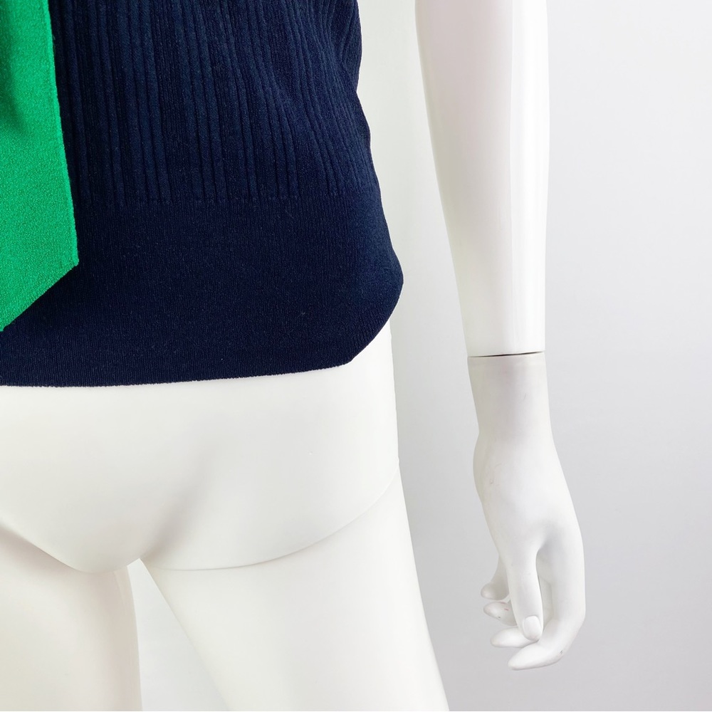 NEW Kate Spade Size S Navy Color Block Bow Neck Short Sleeve Sweater Top - Picture 4 of 11